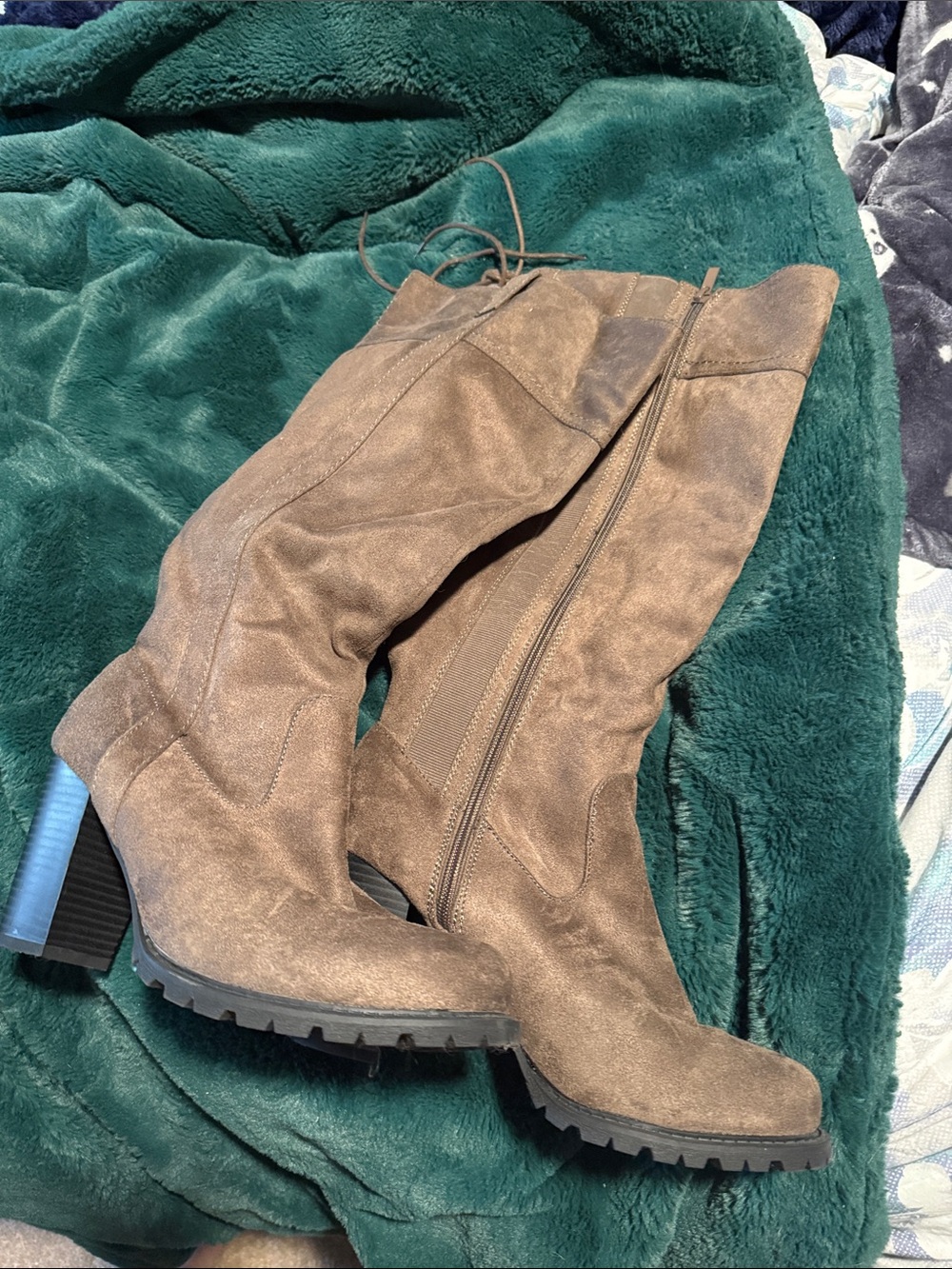 Torrid Brown Over-The-Knee Lug Heel Boots